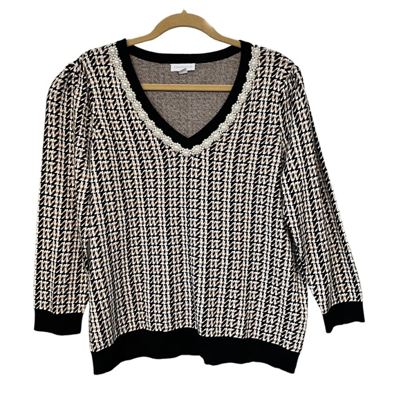 NWOT, Charter Club V-Neck Beaded Trim Sweater, Sz XXL - Picture 3 of 12